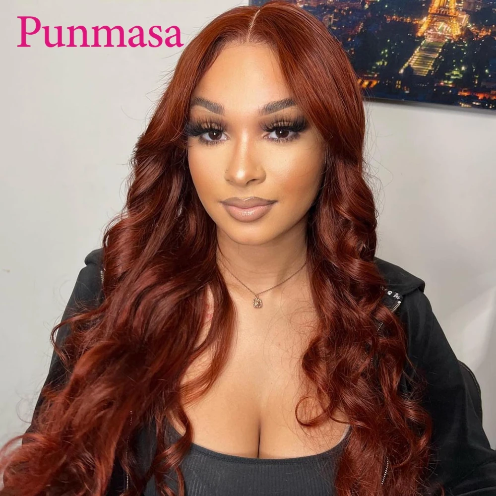 

Punmasa Brown Color Body Wave 200% Human Hair Wig 13x6 Transparent Lace Front Wig for Black Women PrePlucked 13X4 Frontal Wig