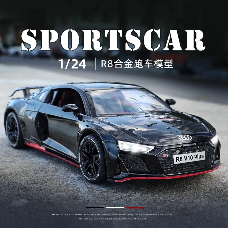 1:24 Audi R8 V10 Plus Legering Gegoten Speelgoed Model Stuur Geluid En Licht Speelgoed Verzamelobjecten Verjaardagscadeau C66