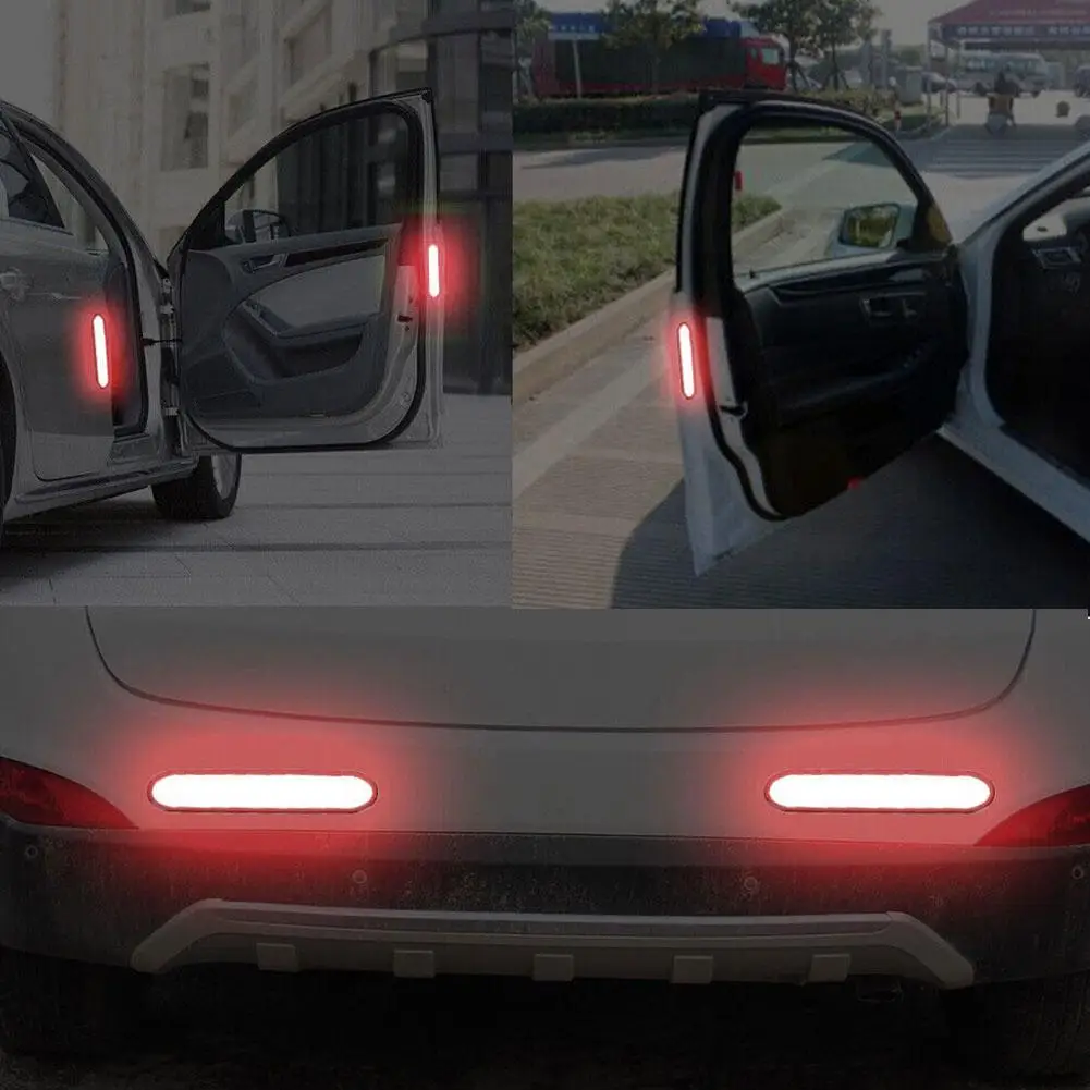1/2/5Pcs Car Side Safety Warning Reflective Stickers Door Protection Traceless Protective Car Accessories for Vehicle Safety