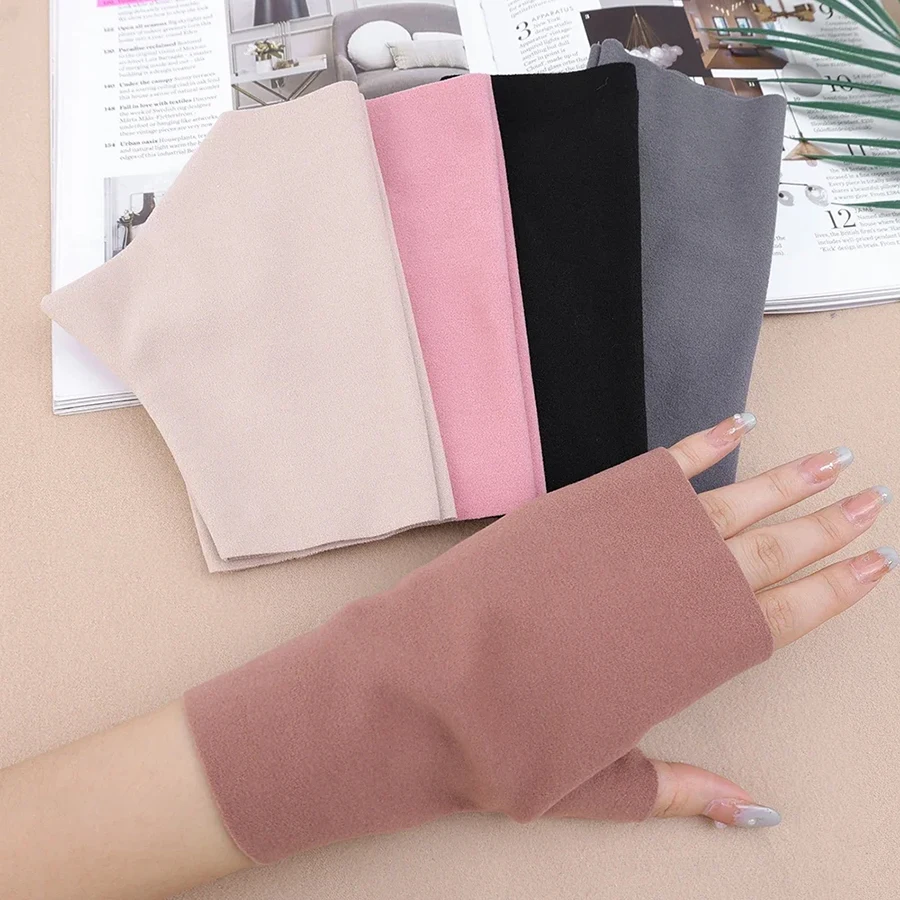 1/2pairs Herbst und Winter Warme Handschuhe frauen Winter Deutsch Samt Halb Finger Plus Samt Open Finger Telefingers handschuhe – Detail 3