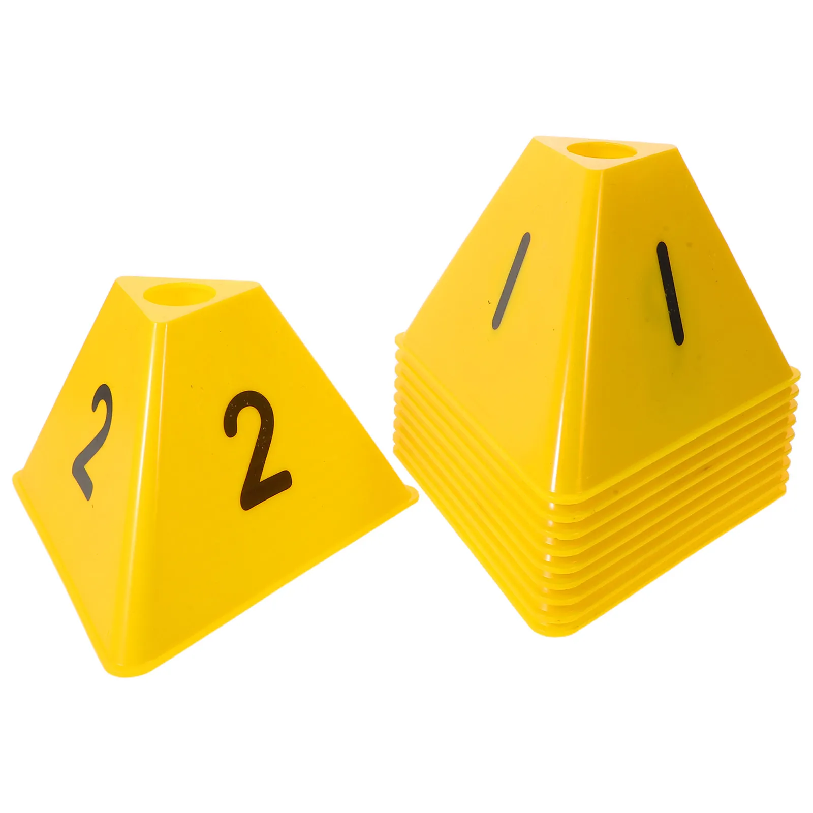

10pcs Football Training Marker Cones Numbered Soccer Field Ground Markers For Outdoor Sports Practice Yellow Athletic Training