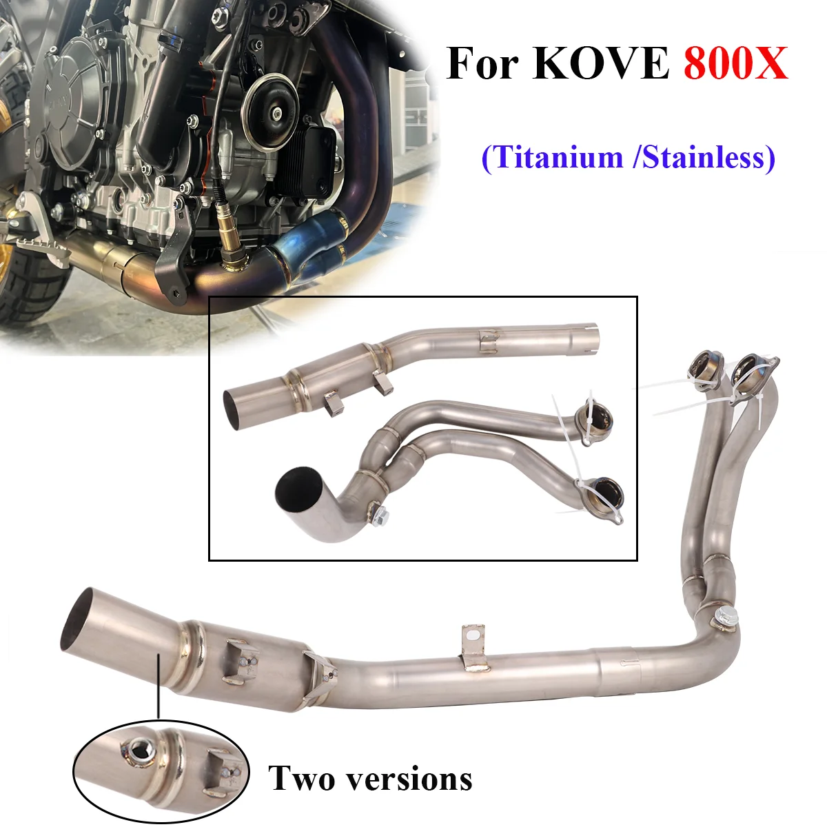 

Slip On For KOVE 800X ADV PRO RALLY 2025 2026 Motorcycle Exhaust Escape Header 800x Front Link Pipe