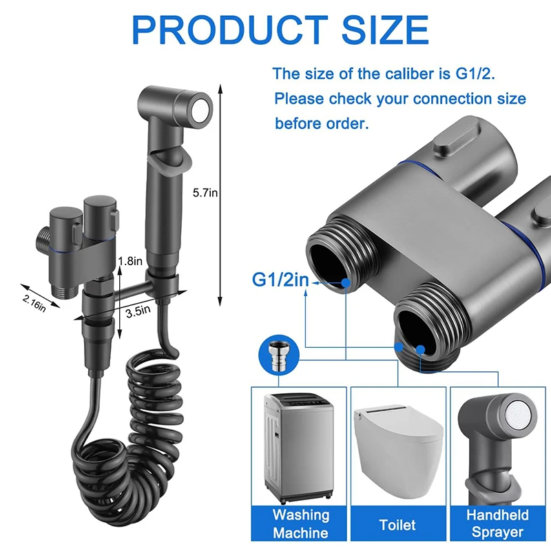بخاخ بيديت - رذاذ نفاث للمرحاض، ضغط مياه قابل للتعديل، سهل التركيب - صنبور المرحاض، مرفق بيديت للمرحاض #6