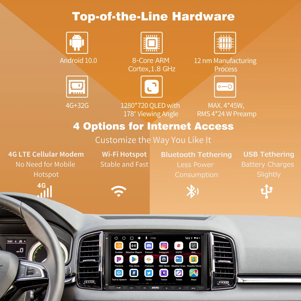 ATOTO S8 MS Android 2 Din Car Radio 7 Inch QLED Display Car Stereo