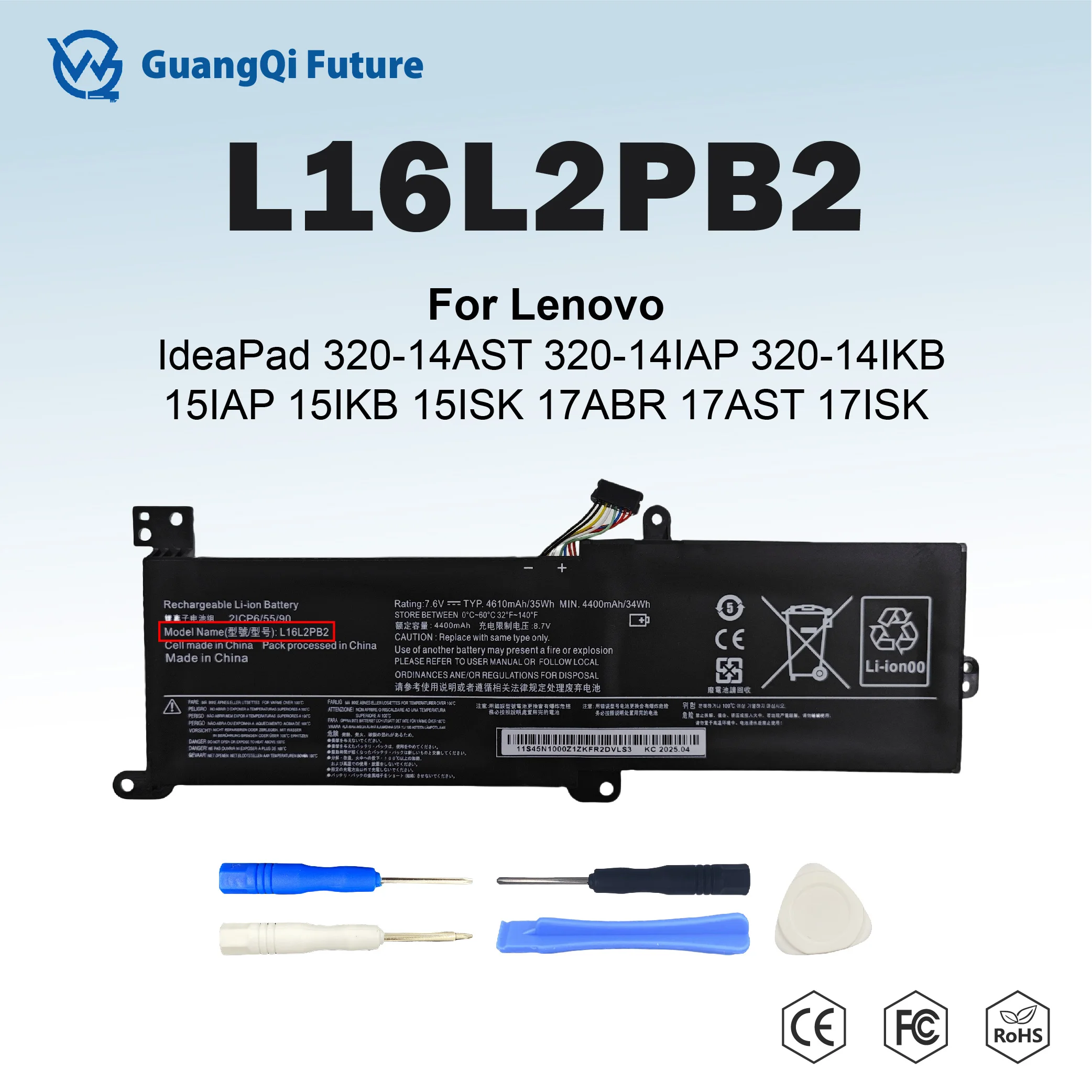 L16L2PB2 35Wh 4610mAh 7.6V Laptop Battery Compatible with Lenovo IdeaPad 320-14AST 320-14IAP 320-14IKB 14ISK 15ABR 15IAP 15IKB 1