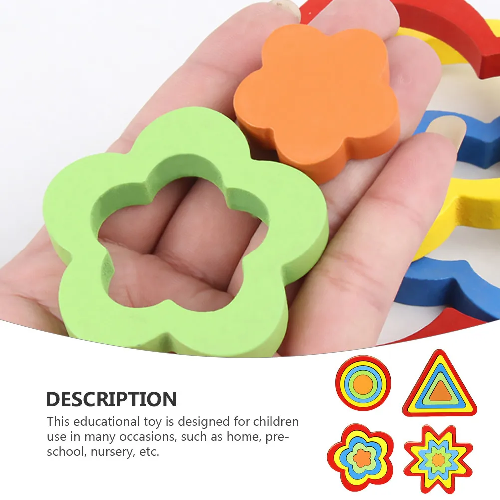 4Pcs Geometric Shape Educational Blocks Early Learning Parent Child Interaction Preschool Nursery Cognitive Board Games
