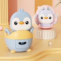 Penguin-Shaped Kids Training Toilet Seat with Soft Cushioned Lid Adorable Potty for Toddlers 1-3 Years Ergonomic Baby Potty