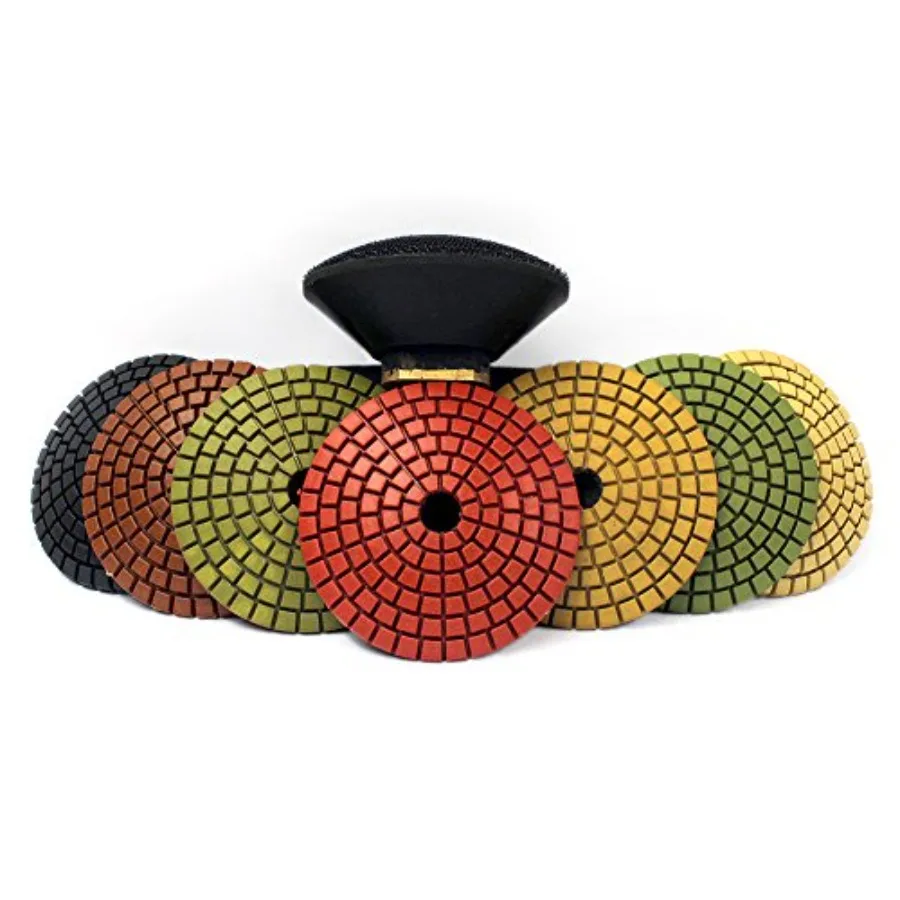 

3" Diamond Convex Polishing Pad with 5/8"-11 Thread Backer Pad Convex Disc for Marble Granite