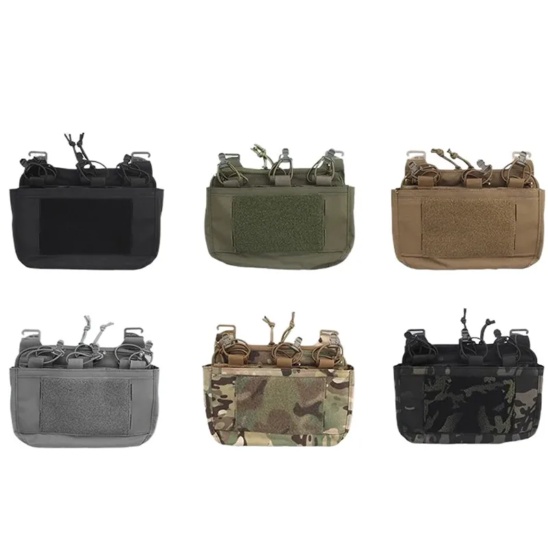 Detachable Multifunctional Triple Magazine Bag With Zipper Storage DOPE Pouch Front Flap Bag For FCPC FCSK Plate Carrier Vest