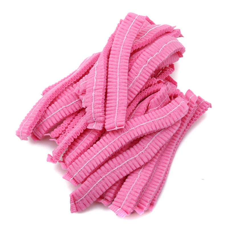 100 PCS Disposable Microblading Non Woven Fabric Makeup Hair Net Cap Sterile Hat Chef Catering Dust Strip Hat Bathroom Supplies