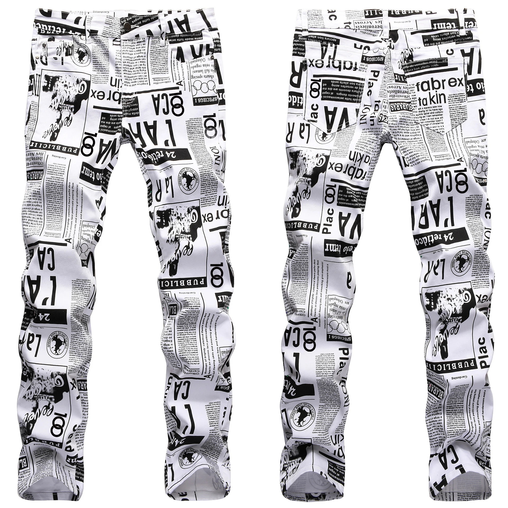 

chareiharper 100 5011 plus size Jeans personality print jeans men's painted casual fashion slim-fit stylish pants