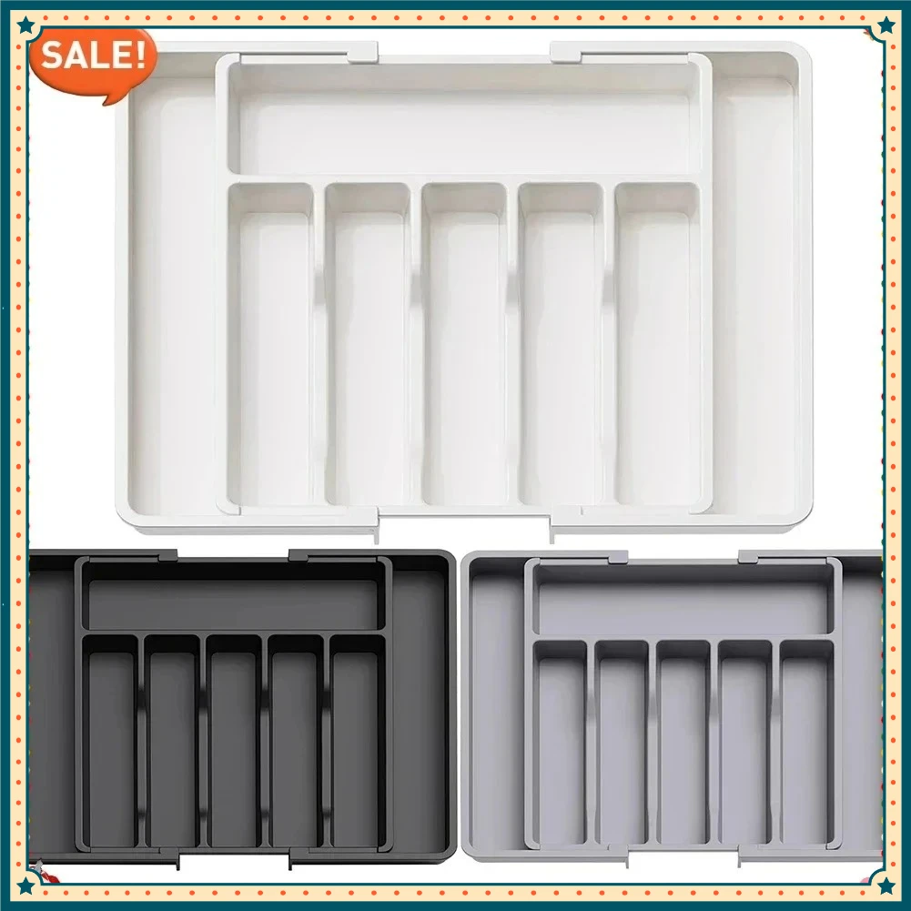 Ideal for organizing spoon and cutlery drawers Adjustable utensil organizer - upgraded plastic storage tray with dividers