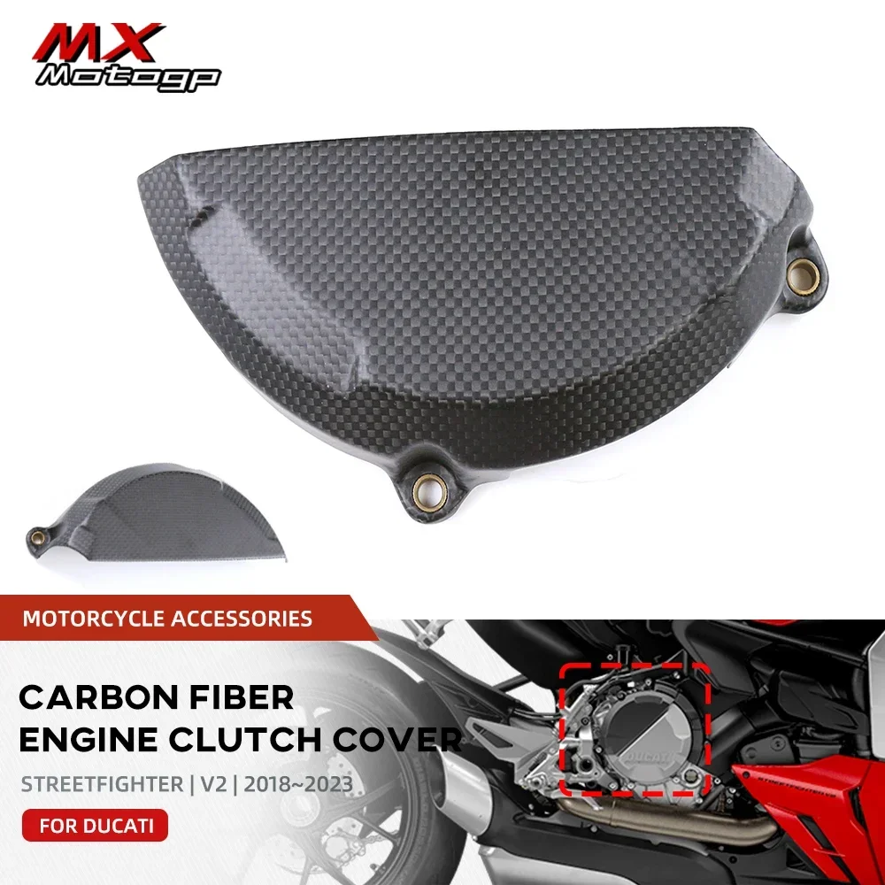 For DUCATI Streetfighter V2 2022 2023 Carbon Fiber Engine Clutch Cover Protection Motorcycle Accessories Engine Case Fairing Kit