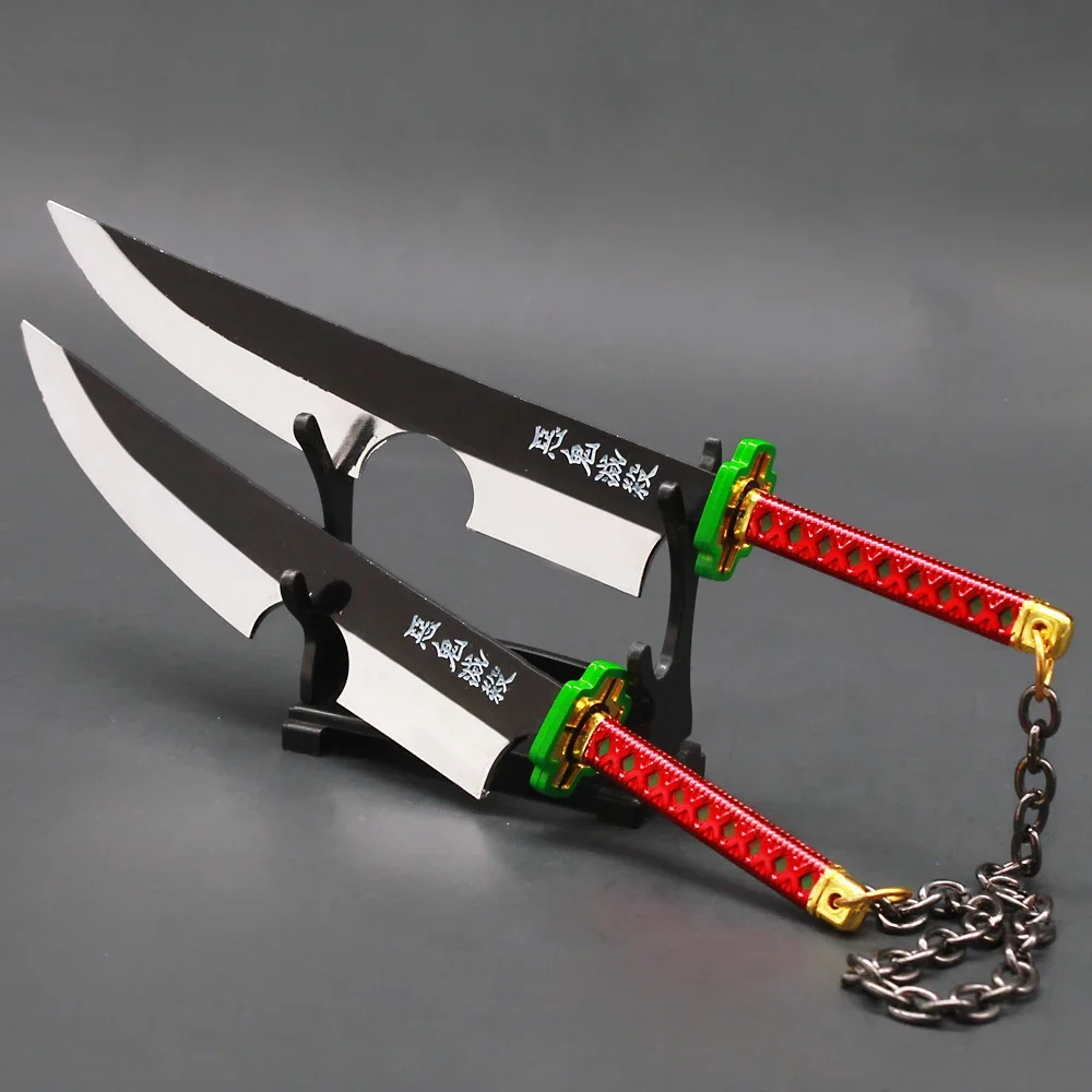 21cm Slayer Sword The Sound Hashira Uzui Tengen Dual Blade Anime Peripheral Uncut Katana Sword Metal Weapon Model Collection Toy