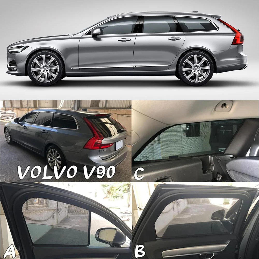 

Для Volvo V90 2016-2022 2023 2024 Магнитный автомобильный солнцезащитный козырек, занавеска на переднее лобовое стекло, задняя сторона, детское окно, солнцезащитный козырек