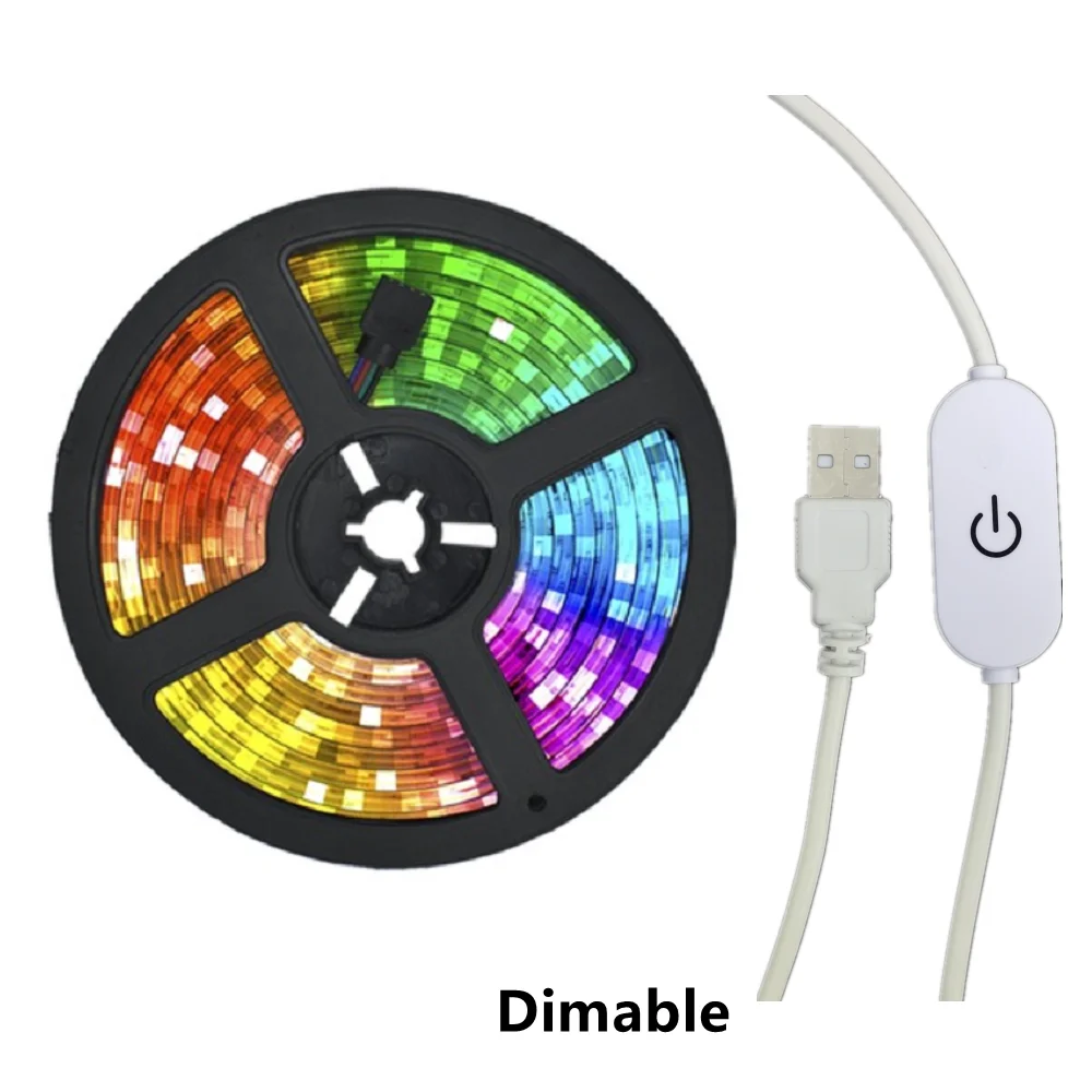 Dimable LED 스트립 화이트 컨트롤러 빛 유연한 램프 테이프 다이오드 USB 케이블 DC5V 1M 2M 3M 4M 5M 6M 7M 8M 데스크 화면 배경