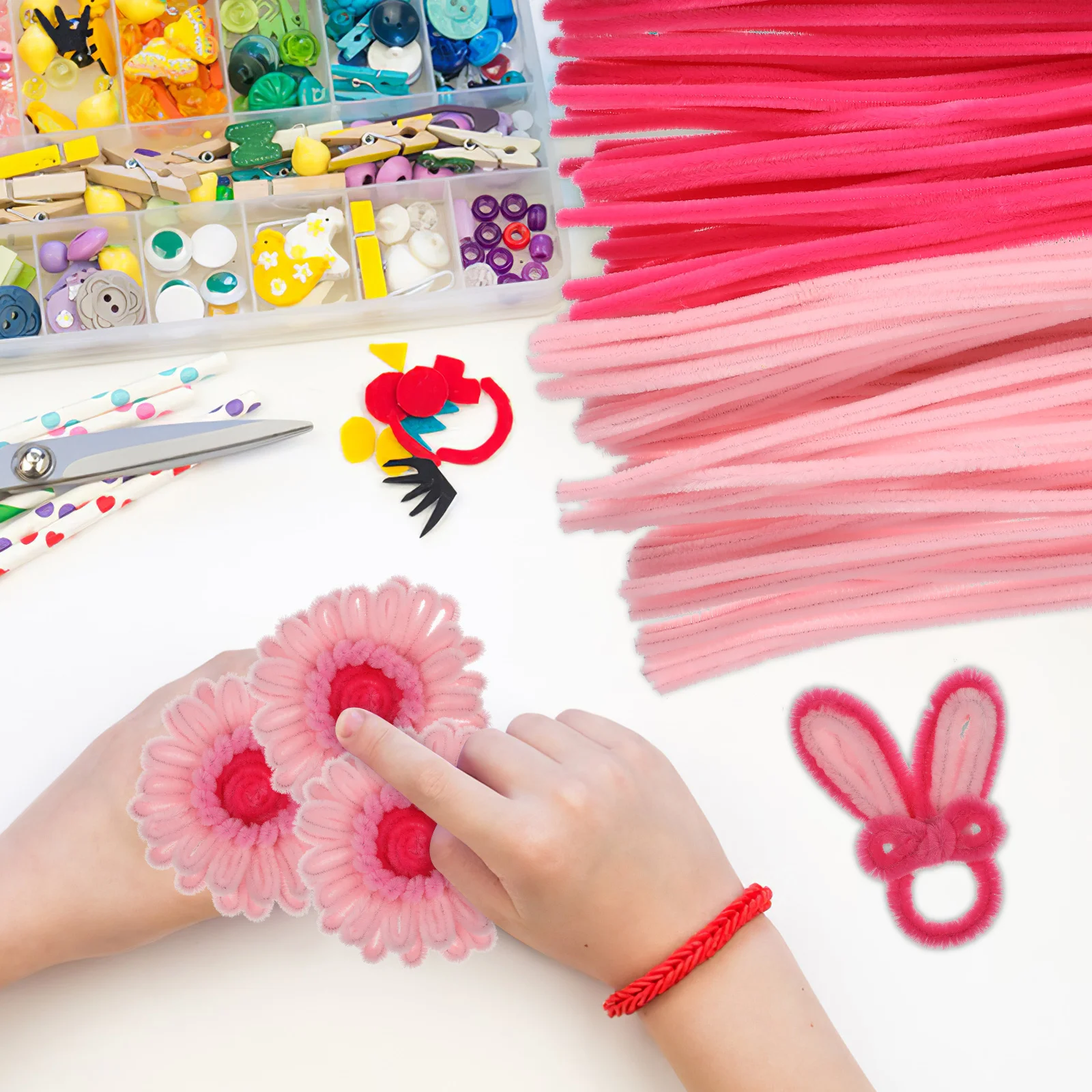 

200Pcs Chenille Pipe Cleaners Soft Stems for Winter DIY Projects Handmade Flower Twisting Rods Holiday Decorations