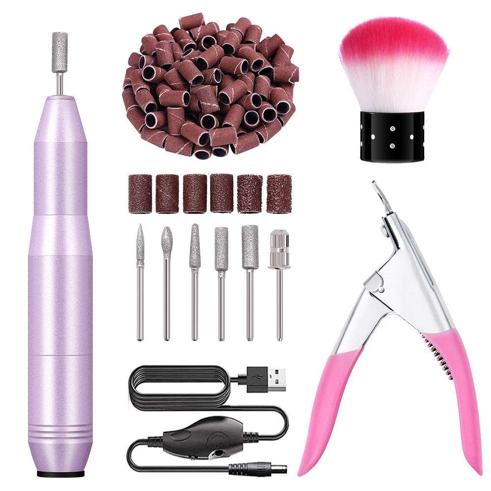 

LULAA Electric USB Nail Drill Machine Manicure Pedicure Drills Nail File For Acrylic Nails Gel Polishing Machine Set Tools