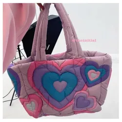 JIAERDI Harajuku Heart Tote Bag Purse Women Versatile Large Capacity Y2k Handbag Female Fairycore Aesthetic Shoulder Bags Chic