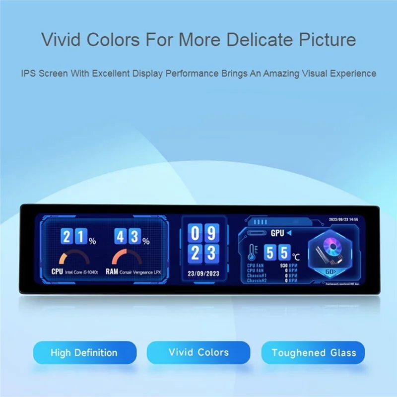 11.9Inch IPS Capacitor Screen HD Display 320X1480 Hi-Fi Speaker Computer Auxiliary Screen For Raspberry Pi, No Touch Durable