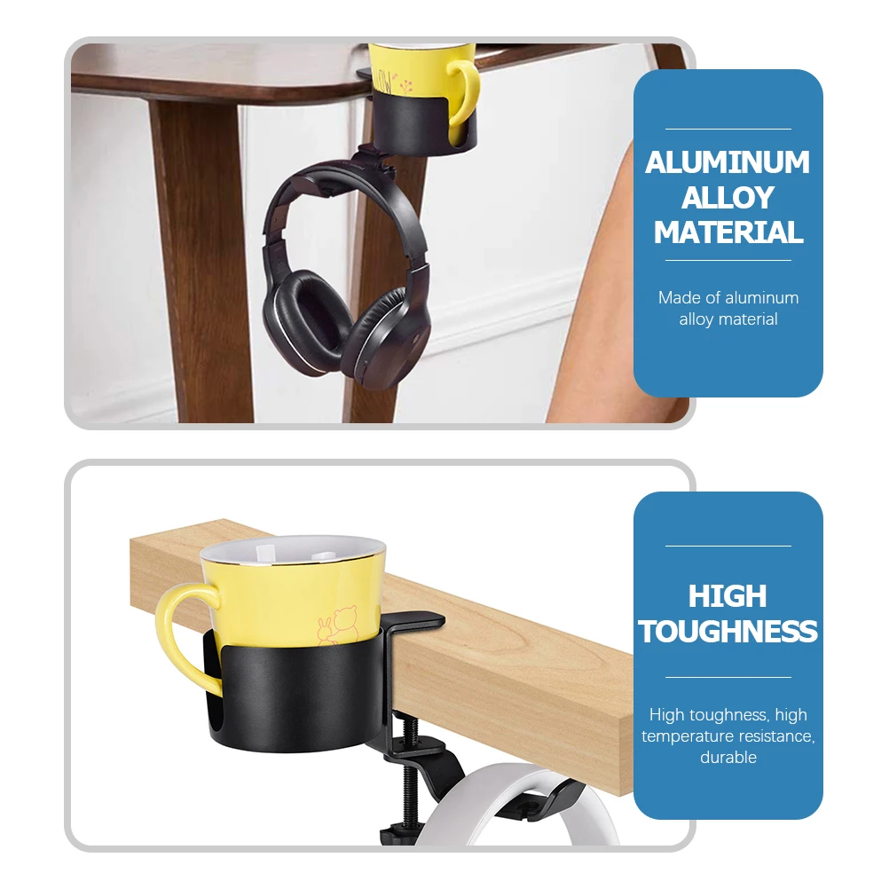 

Adjustable Rotating Desk Cup Holder Multi-Function Headphone Hanger For Gaming Headset Stand Under Desk Clamp Holder