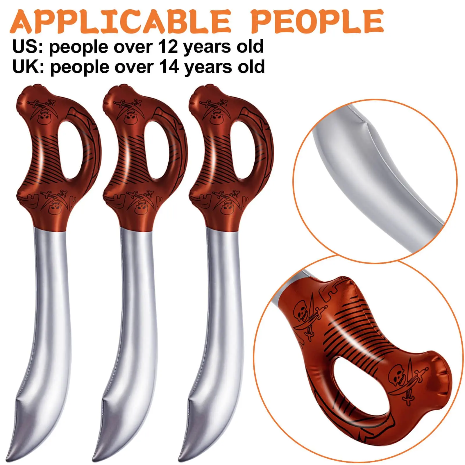 Inflatable Pirates Sword, Pirate Halloween Party Supplies, Inflatable Swords Summer Pool Swimming Party Water Toy