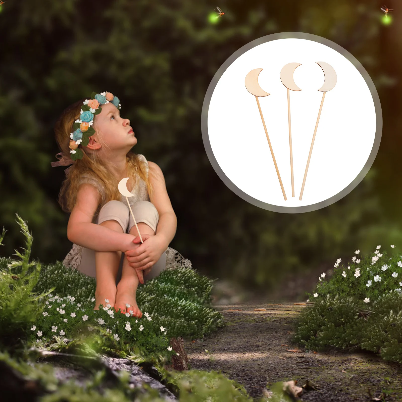 

Wooden Fairy Wand DIY Kit for Graffiti Colored Unpainted Stick Drawing Craft Fancy Dress Up Angel Costume Painting Tool