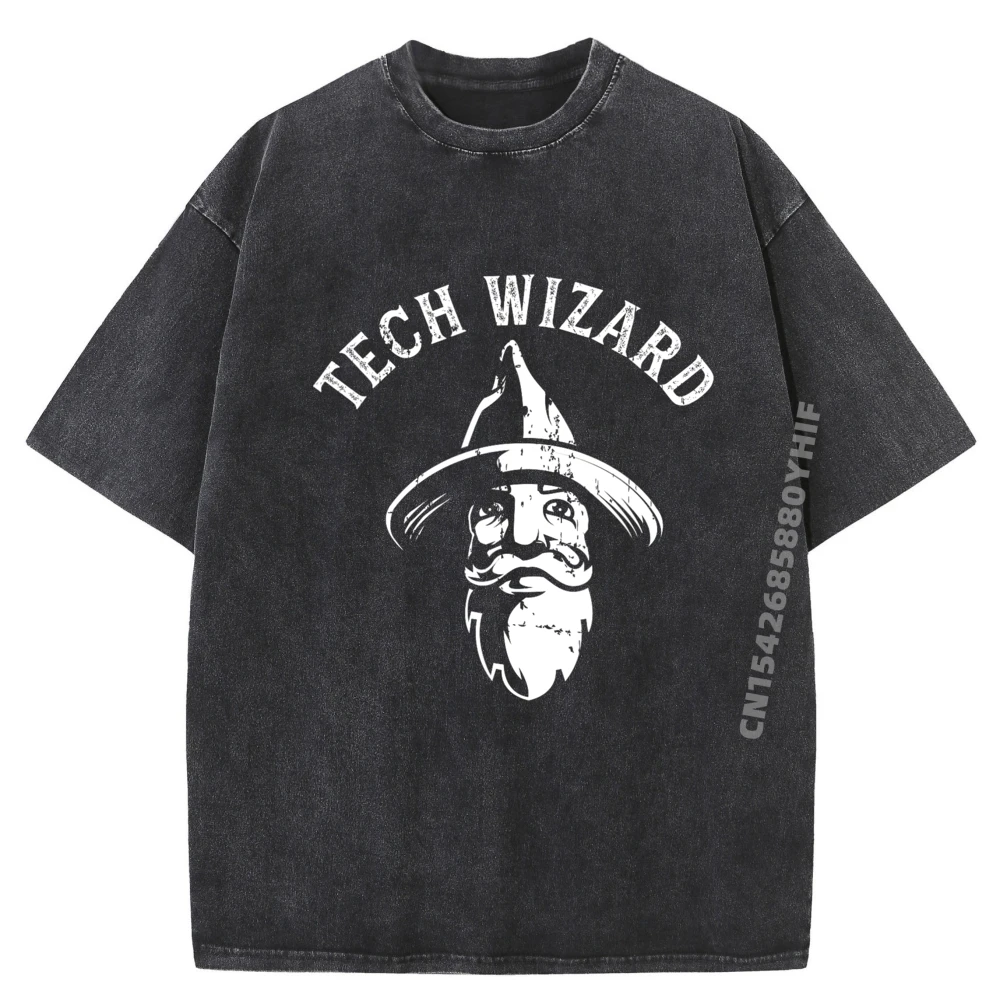 

Tech Wizard Cool Technology I T Computer Whiz Techie Geek Graphic Shirts Men's Cotton Breathable Washed T-Shirt