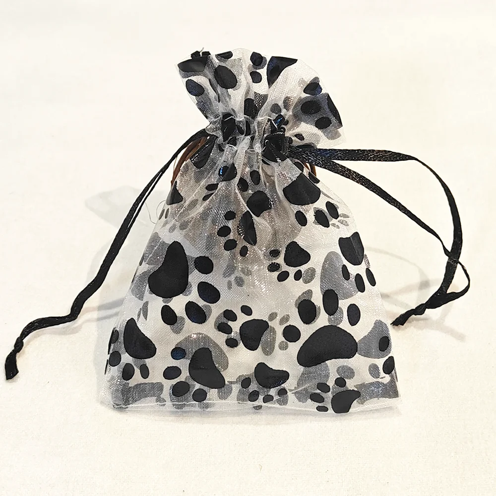 10/25/50pcs Organza Gift Bag Black Cat Claw Jewelry Bag Gifts Pouches For Wedding Party Candy Bag  Jewelry Packing Wholesale