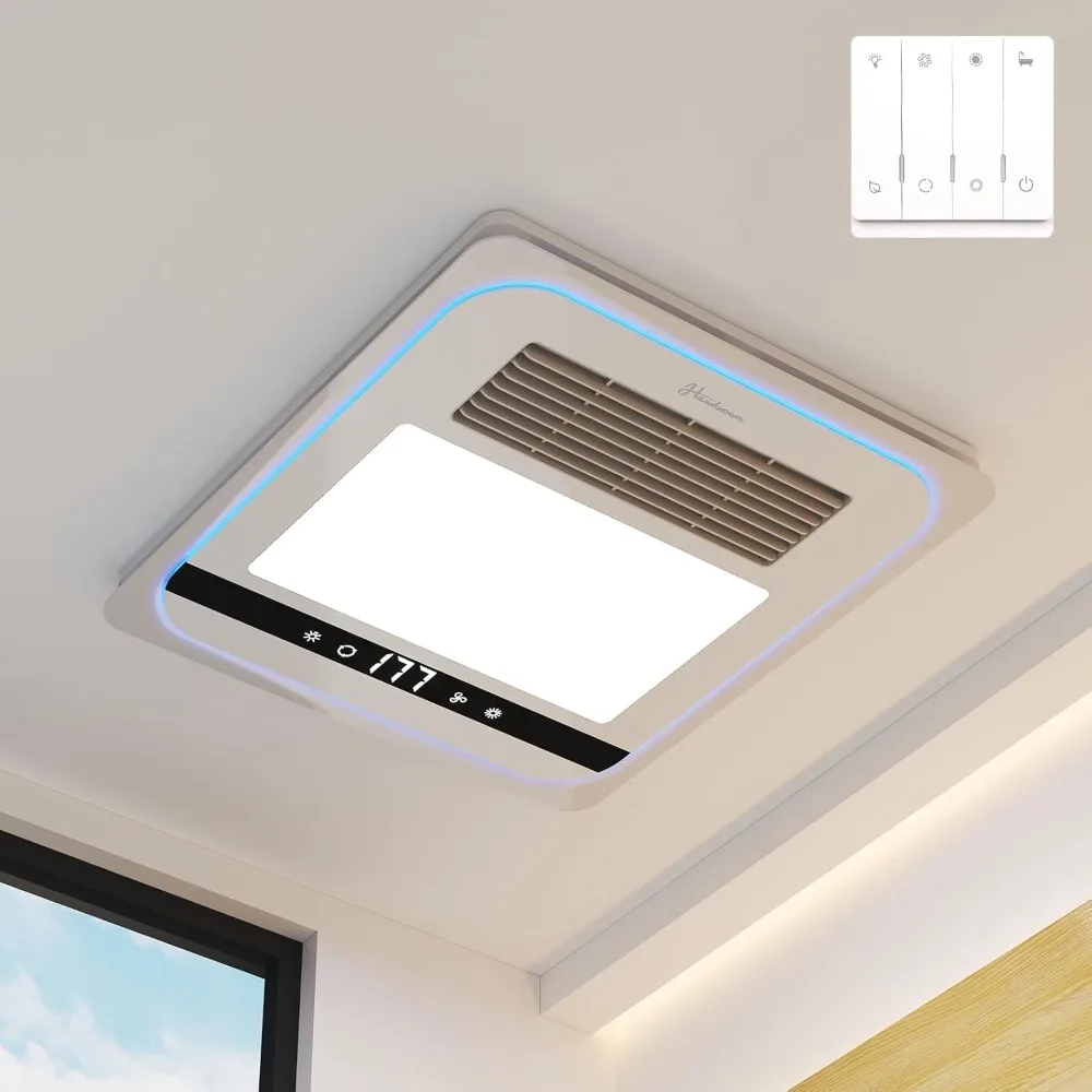 

4 in 1 Bathroom Exhaust Fan with Light, 1760W Bathroom Heater Fan Light Combo, 190 CFM 1.0 Sone Exhaust with Heater