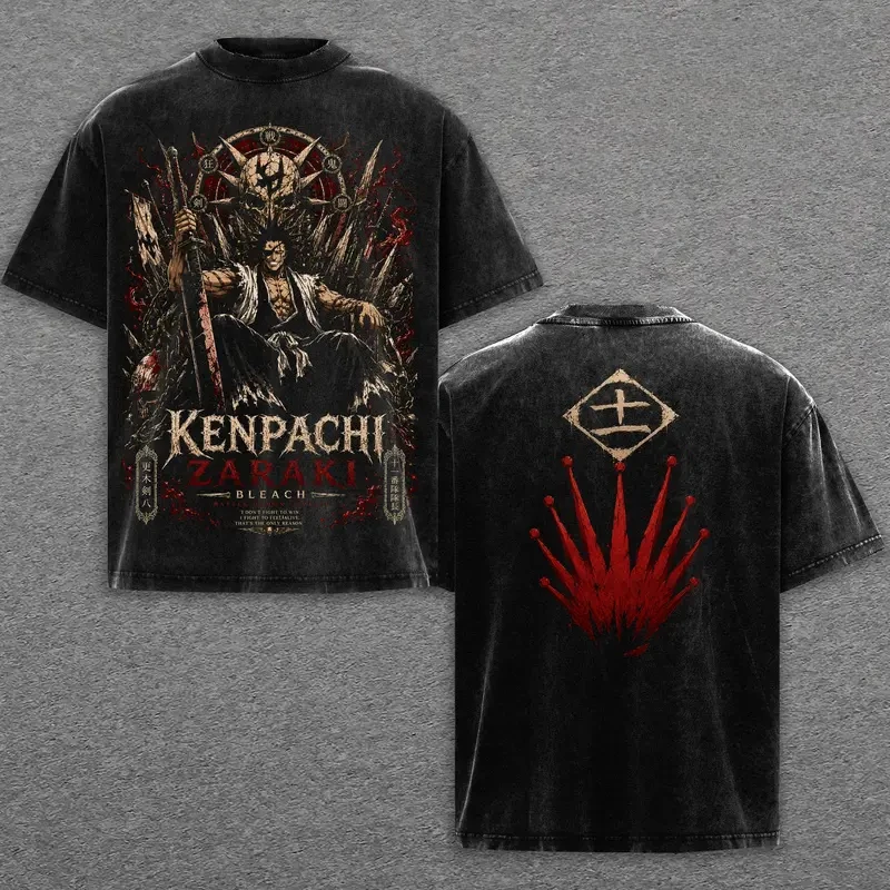 Manga BLEACH Kurosaki Ichigo T Shirt Vintage Washed T-shirt Men Women Clothing Casual Oversized High Quality Cotton Tees Clothes