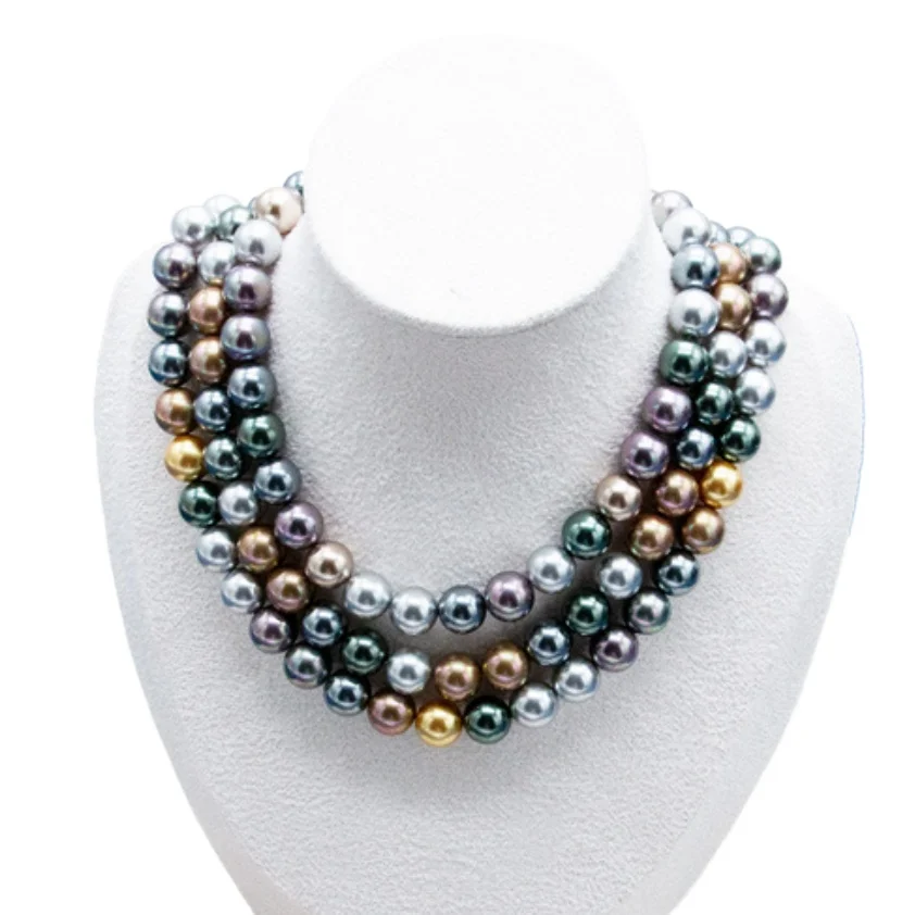 

RARE 3ROW SOUTH SEA 8-10MM MULTICOLOR PEARL NECKLACE