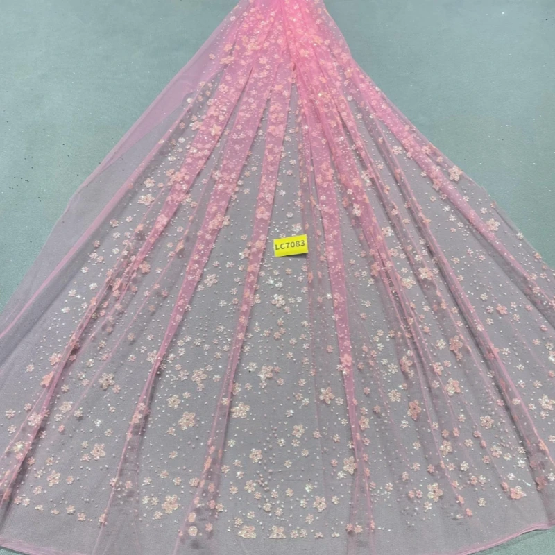 

10 Yards Pink Fadhion Patterned Wedding Dress Fabric with Mesh Gold Spray Lace 150cm Wedding Party Spray gold Tull fabric