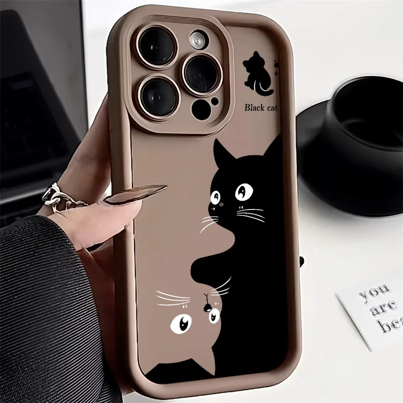 Camera Lens Protection Phone Case For iPhone 14 Pro Max Case iPhone 13 15 12 11 Pro Max XR XS 7 8 Plus SE Candy Color Cat Cover