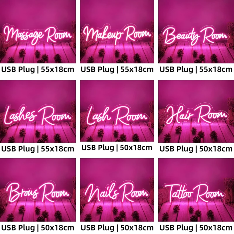 Nails Room Neon Light Sign Beauty Room Decoration LED Neon Sign Lashes Room Hair Brows Tattoo Open Outdoor  Neon Led Lights Lamp