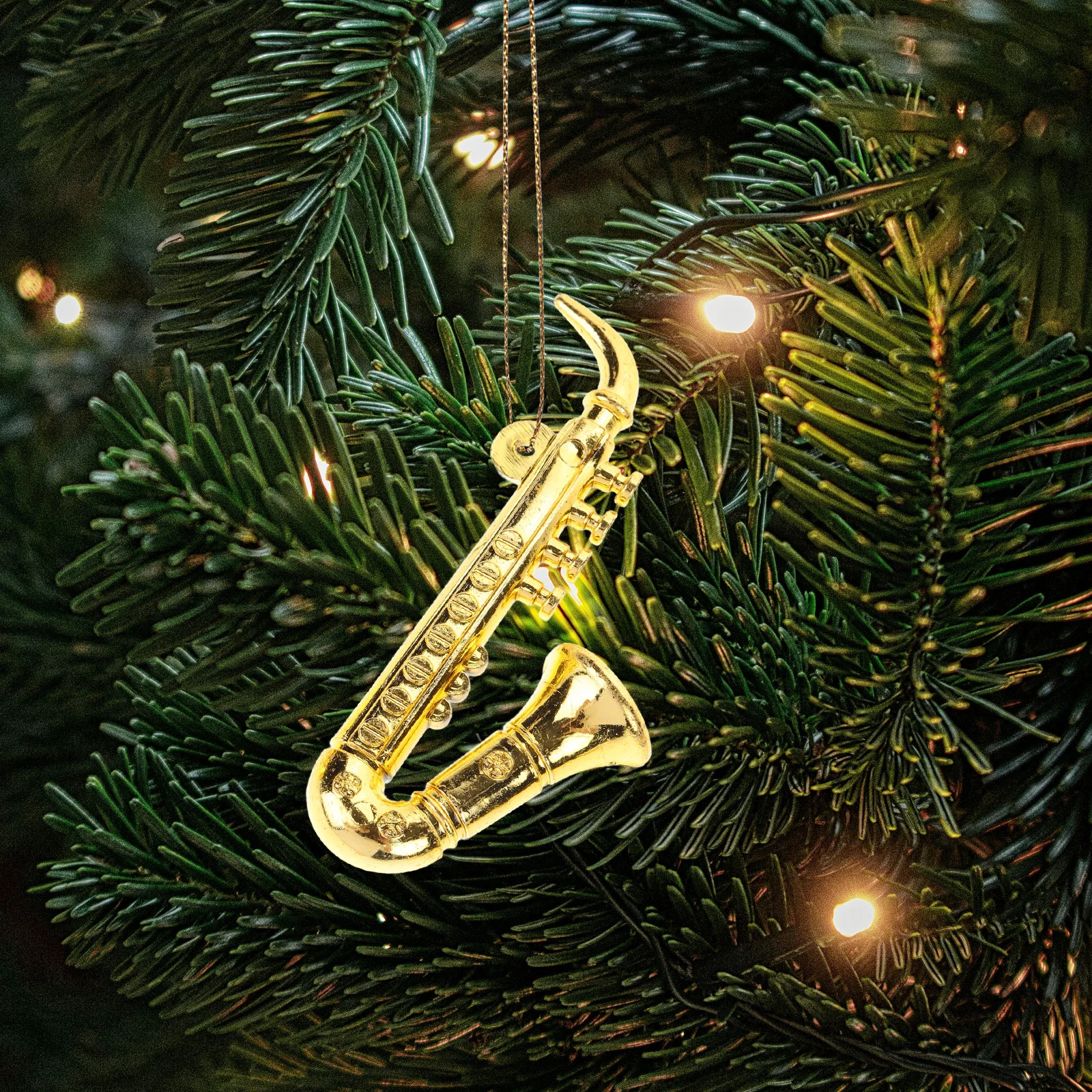 Adornos de saxofón en miniatura de 20 piezas, decoración colgante de árbol de Navidad de plástico, Mini instrumento Musical para fiesta de Navidad, escritorio en casa