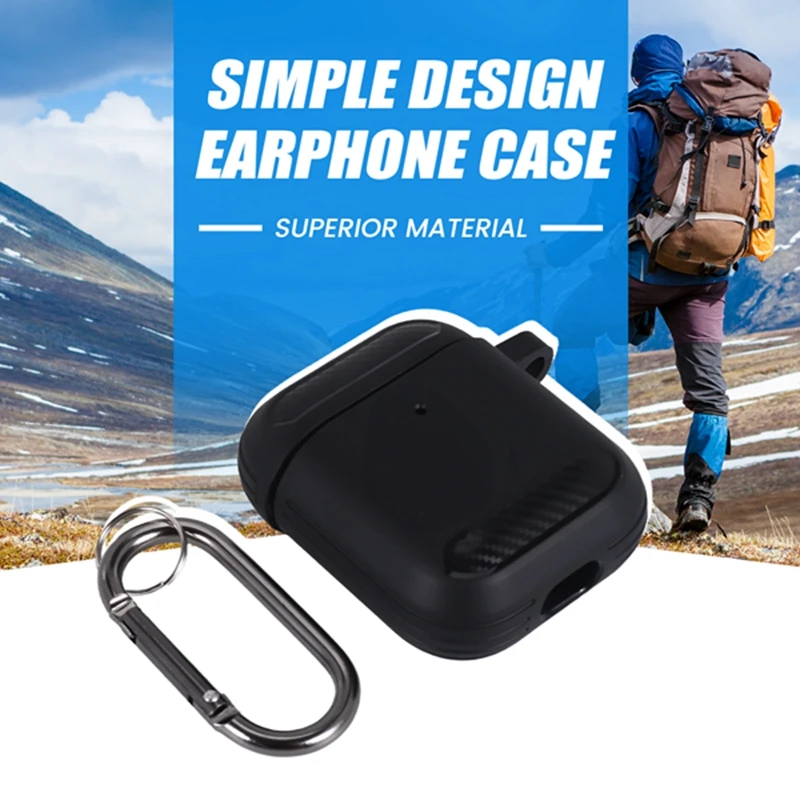 Carbon Fiber Pattern Earphone Caseprotector For Apple  Case Cover For Apple  1/2 [Visible LED Light]