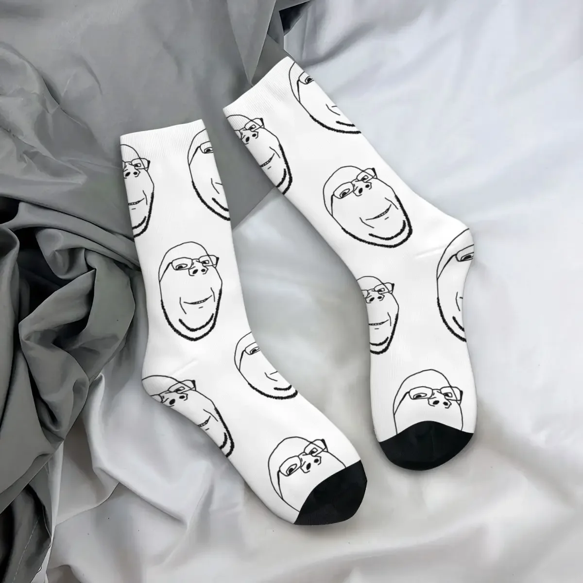 

All Seasons Crew Stockings Smiling Wholesome Wojak Soyjak Socks Harajuku Long Socks for Men Women Valentine's Day Gifts