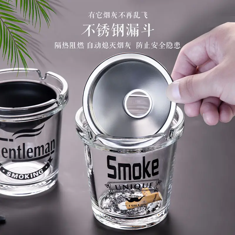 Personalized Funnel Ashtray Anti-fly Ash Anti-smoke Smell with Cover Car Ashtray High-value Living Room Decoration Decoration