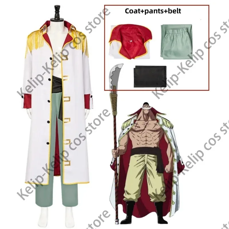 

Anime Edward Newgate Cosplay Costume Whitebeard Pirates Shock Fruit White Military Uniform Cloak Coat Uniform Man Carnival Suit