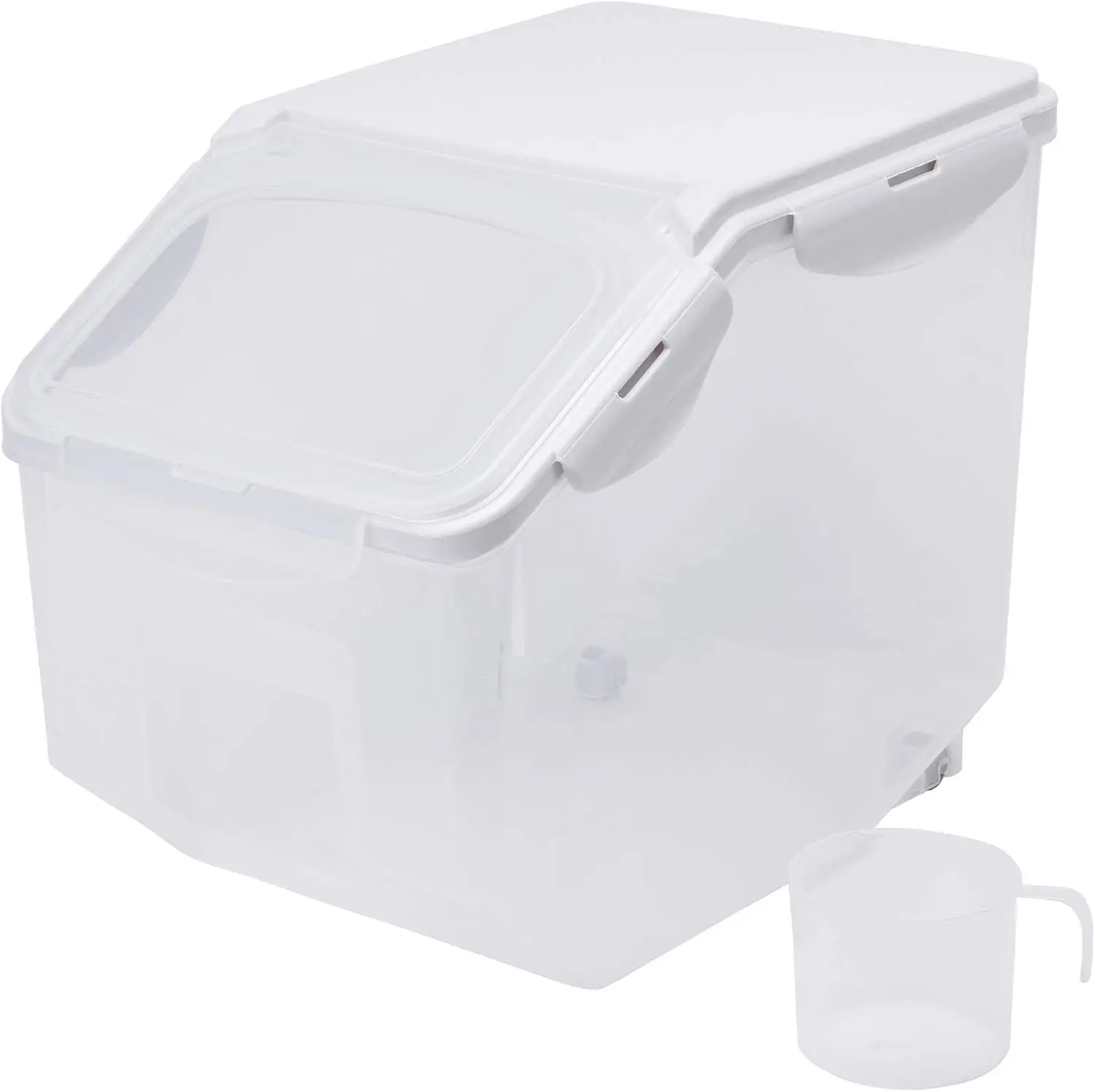 

10 Liter / 20 lbs Rice Storage Container with Measuring Cup, BPA free, For Rice | Grain | Pet Food | Flour, 1 count, Cle