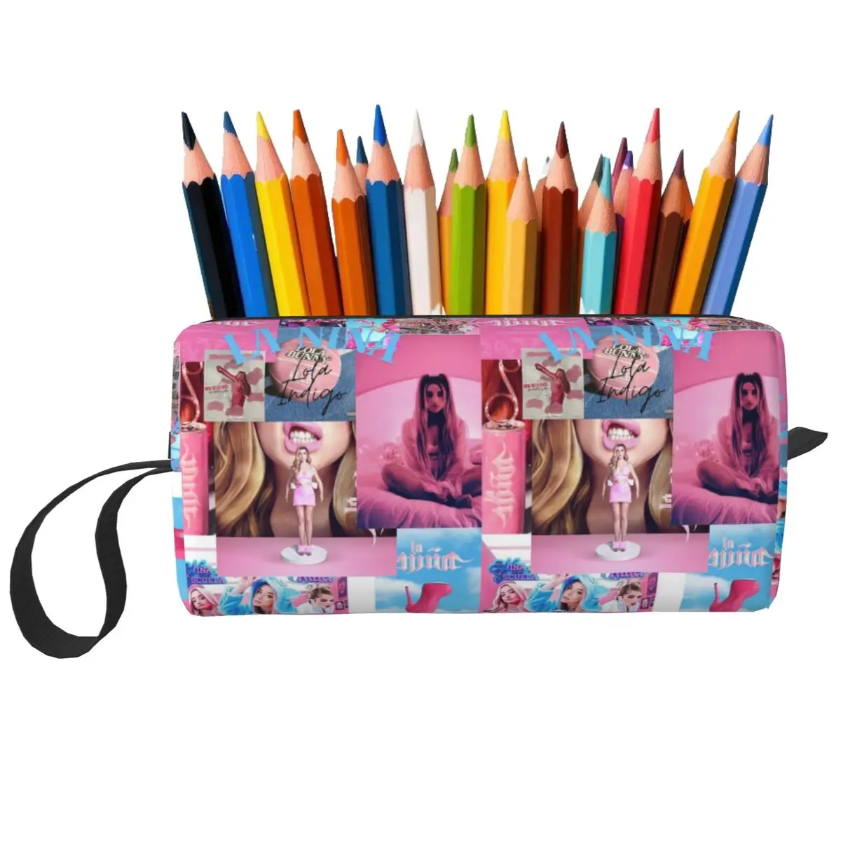 Bolsa de Maquiagem Lola Indigo Espanhola, Organizador de Cosméticos, Necessaire para Mulheres, Estojo para Lápis