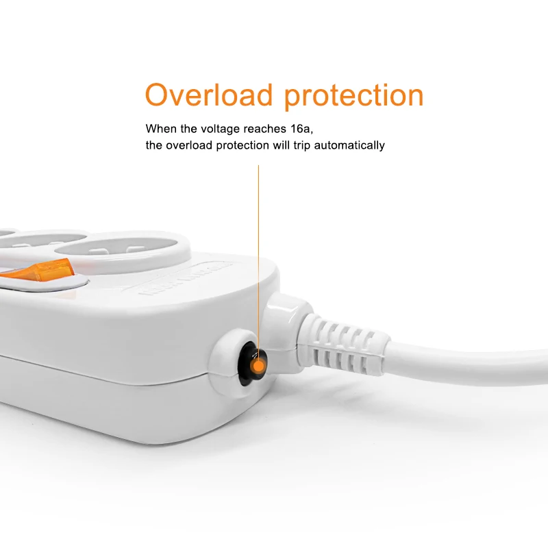 Electrical Power Strip 10/16A Overload Protection 1.5/2.5M German Adapter Extension Desktop 2/3/4/5/6 AC EU Output socket