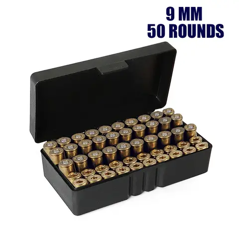 Caja de munición táctica Bullet Can de 50/100 balas, caja de cartucho de acceso rápido de 9mm con tapa abatible para entrenamiento de rango ​ , Tiro, Caza