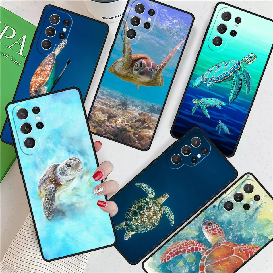 Sea Turtle Swimming For Samsung Galaxy S24 Ultra S21 S22 S8 S9 S10 5G Note 10 20 Plus FE S23 Phone case Cover Coque