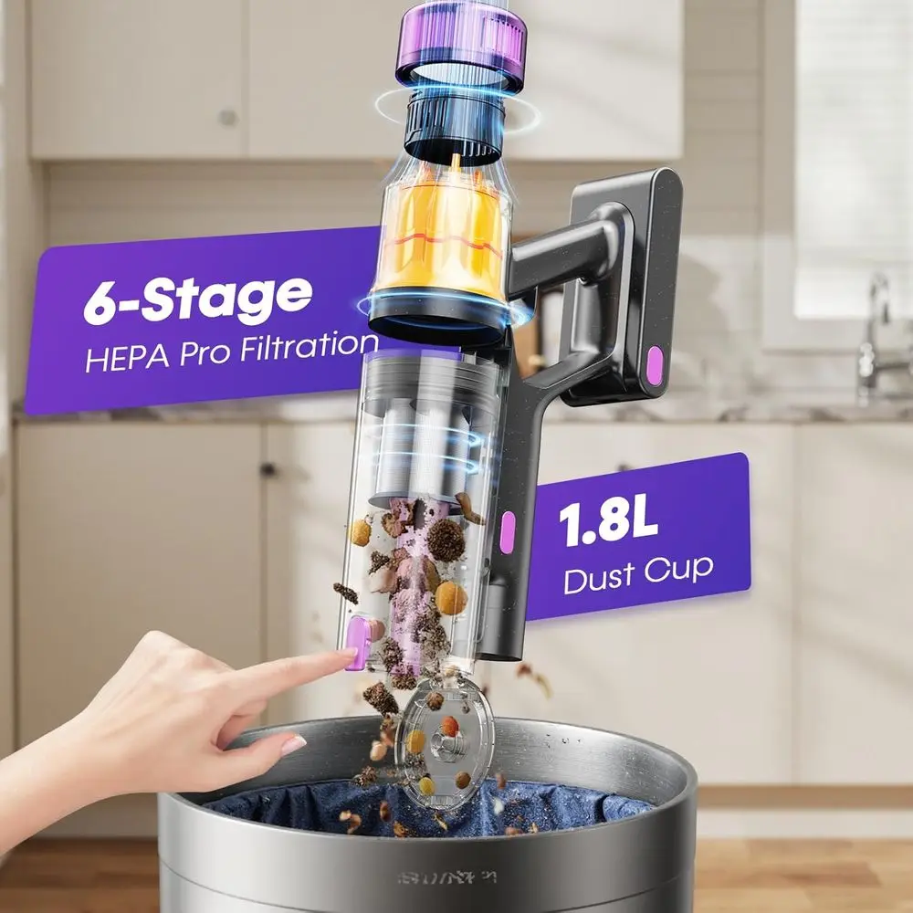 Lightweight 650W 48KPa Cordless Stick Vacuum with LED Display for Home, Ideal for Pet Hair and Carpets