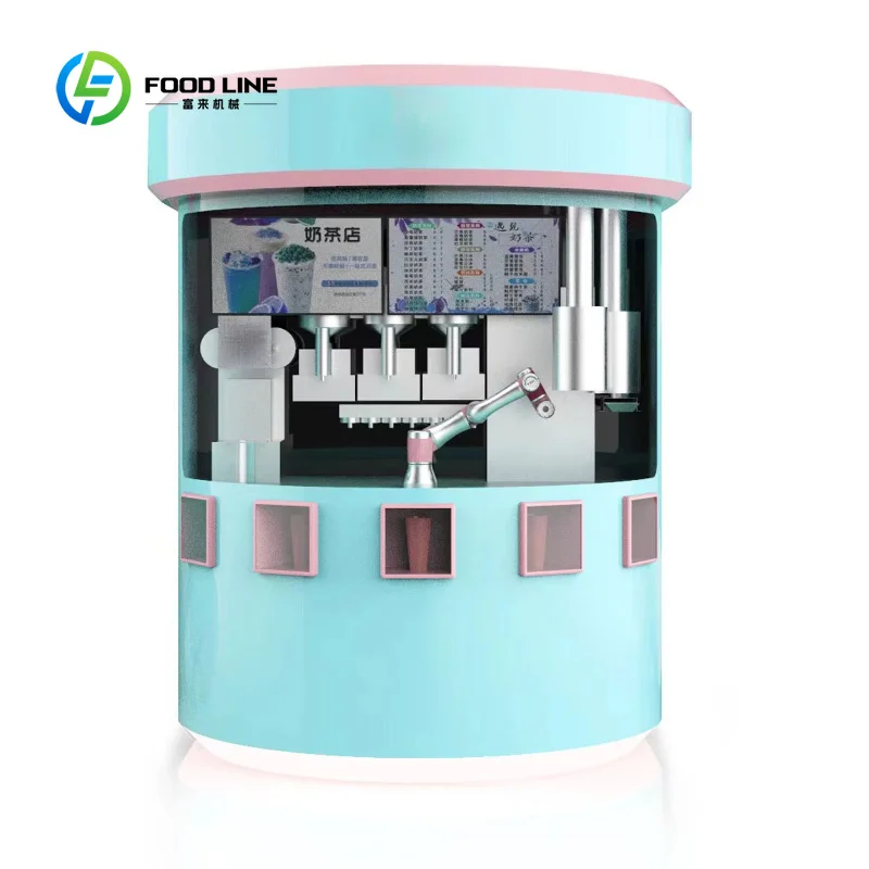 Customized Fully Automatic Kiosk Robot Arm Bubble Tea Vending Machine 50-Second Drink Milk Tea Making Robot