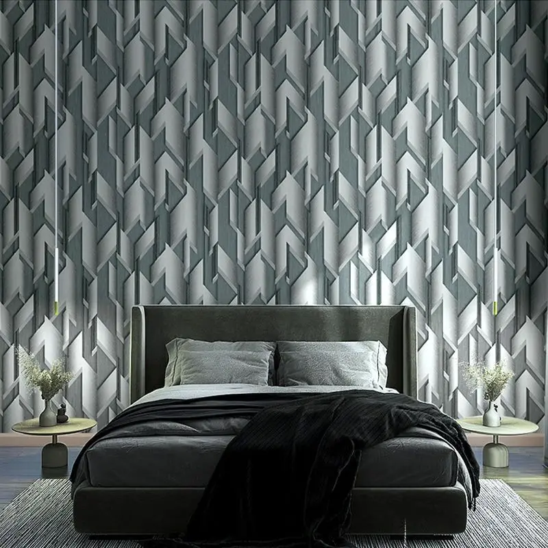 Modern 3D Geometric Triangle Wallpaper  Black Gold Metallic Line Wall Paper Roll for Living Room TV Background Hotel Home Decor