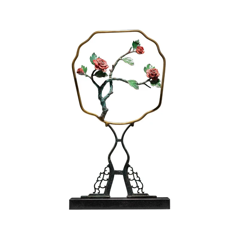 

Wealth and glory modern creative floral brass ornament flower simple home entrance living room copper ornament