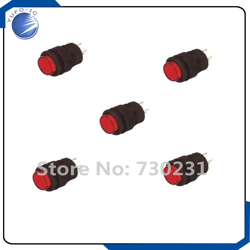 Free Shipping 5Pcs 16MM Momentary push button switch with Red LED lighting 4Pin 3A 250V/AC hym
